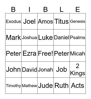 Bible Bingo Card