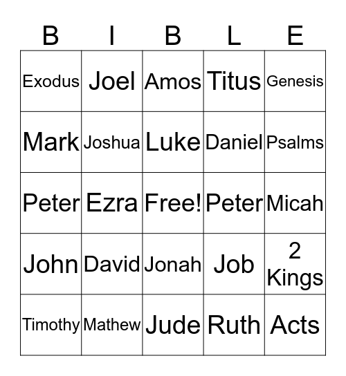 Bible Bingo Card