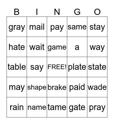 long a words Bingo Card