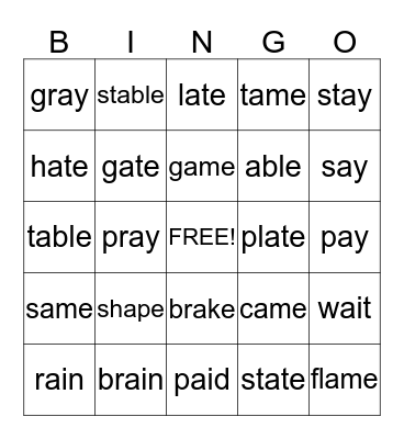 long a words Bingo Card