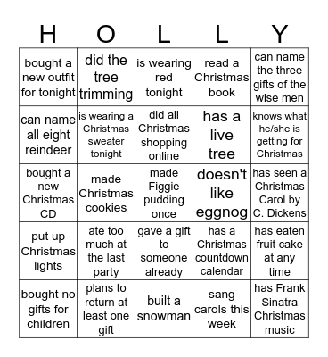 Christmas-O Bingo Card