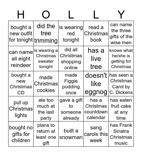 Christmas-O Bingo Card