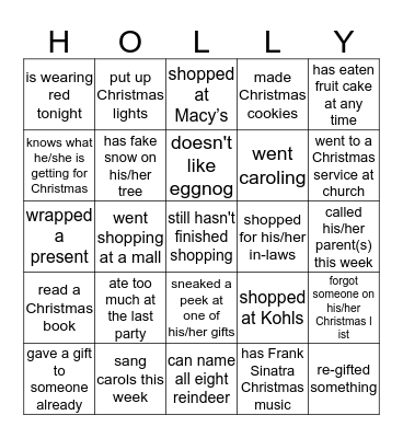 Christmas-O Bingo Card