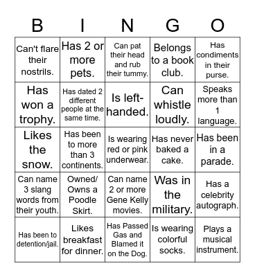 Someone at my Table Bingo Card