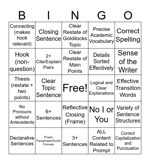 Brain TDA BINGO Card