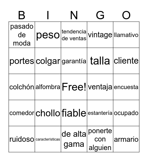 VOCABULARY BINGO - UNITS 5 AND 6 Bingo Card