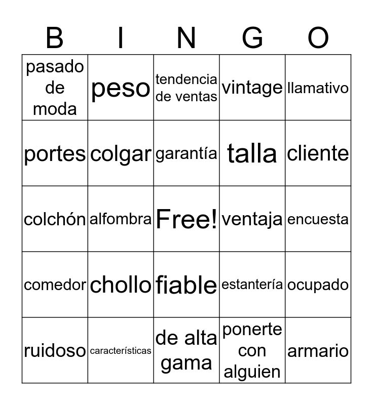 VOCABULARY BINGO - UNITS 5 AND 6 Bingo Card