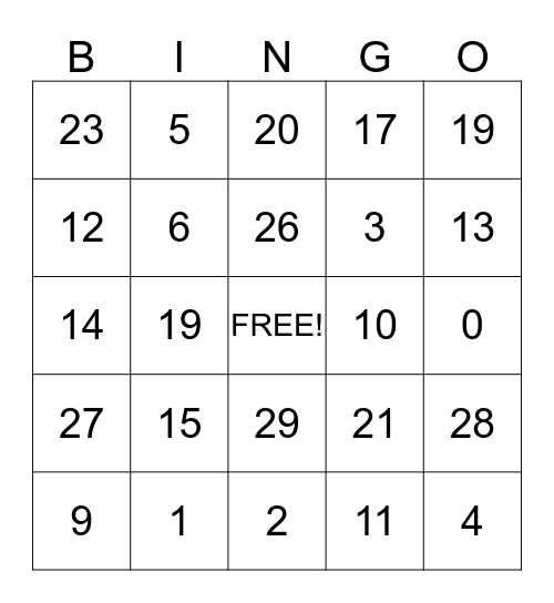 BINGO TIME!!!!!!!! Bingo Card