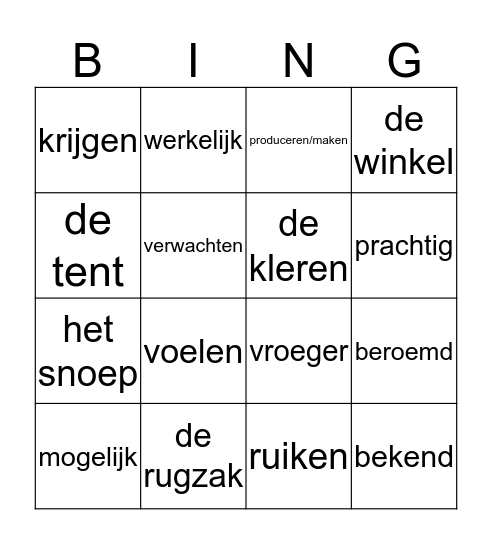 Lektion 1 2 4 5 7 Kapitel 3 KGT 3 Bingo Card