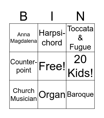 BACH BINGO Card