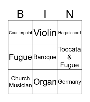 BACH BINGO Card