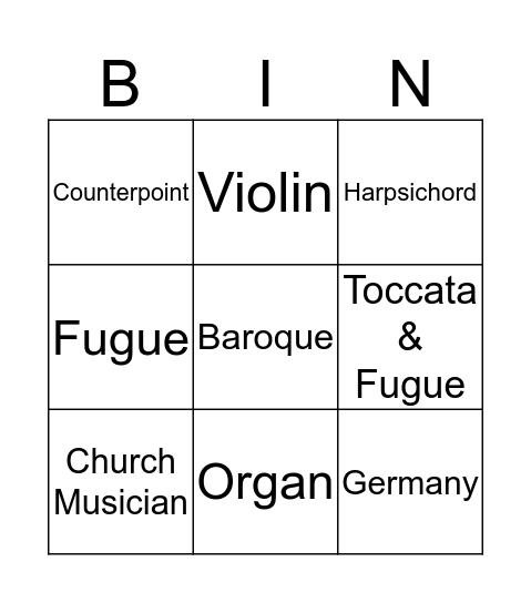 BACH BINGO Card