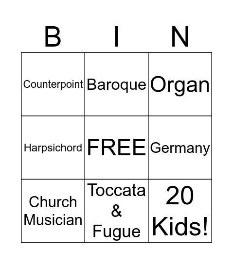 BACH BINGO Card