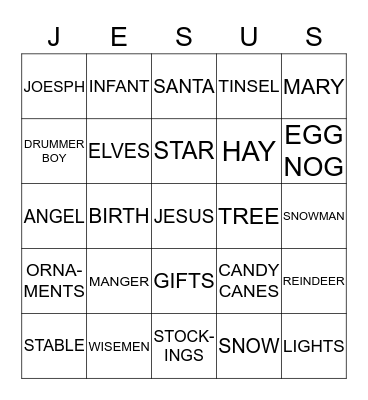 CHRISTMAS EVE 2013 Bingo Card