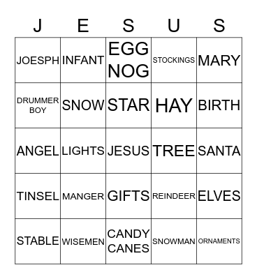 CHRISTMAS EVE 2013 Bingo Card