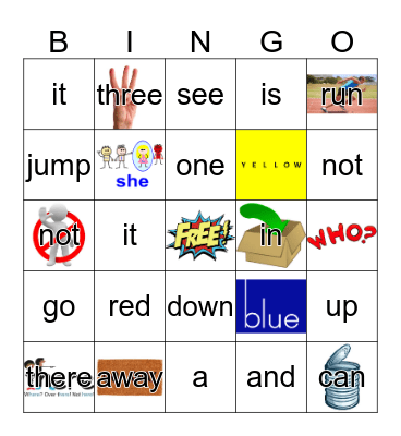 Sight Words Bingo Card