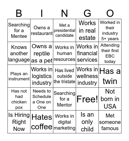 Find Some Who Bingo Card