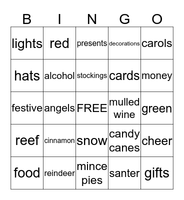 christmas bingo Card