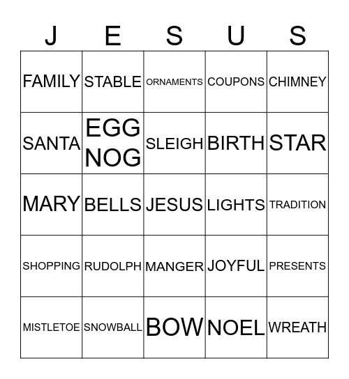 CHRISTMAS EVE 2013 Bingo Card