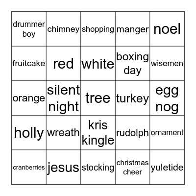 Christmas Bingo Card