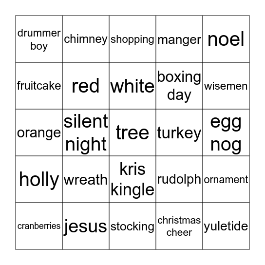Christmas Bingo Card