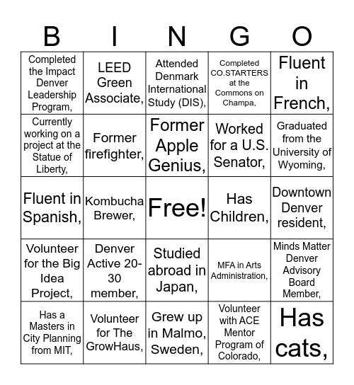 DDLP Class of 2019 Bingo Card