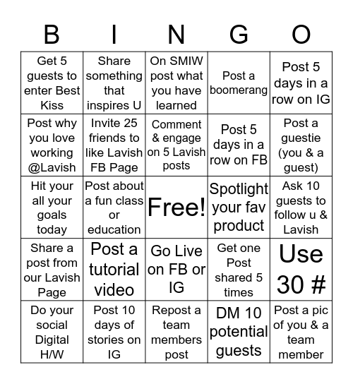 Social Digital Bingo Card