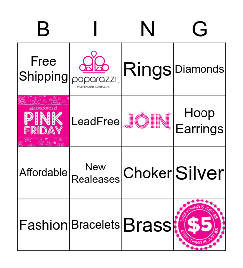 PAPARAZZI Bingo Card