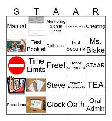 STAAR Bingo Card