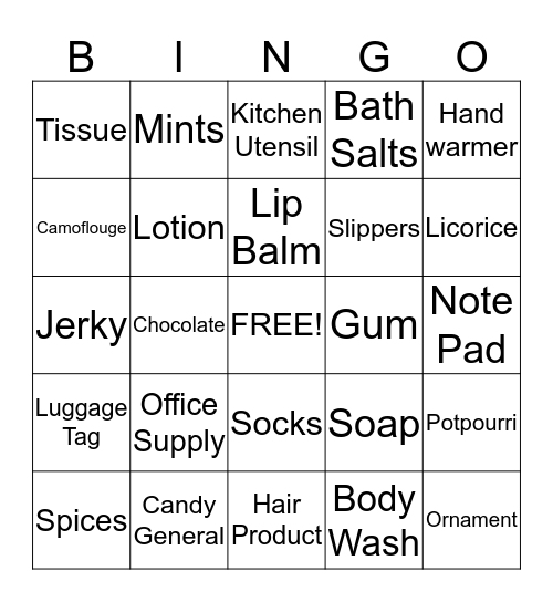 Stocking Stuffer Bingo Card