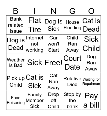 Call Out Bingo Card