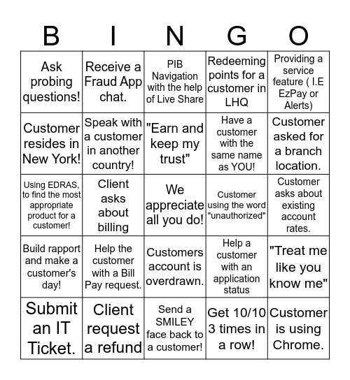 Employee Appreciation Day!  Bingo Card