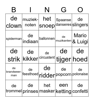 Carnaval Bingo Card