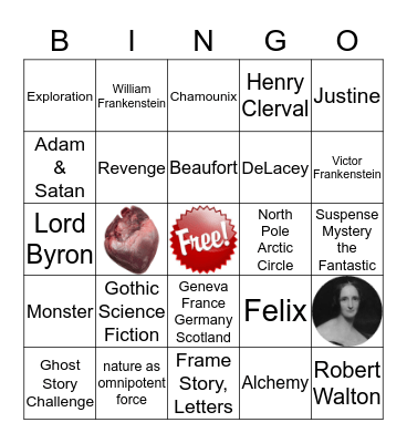 Dr. Wright's Frankenstein Bingo Card