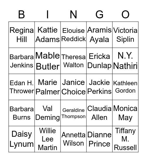 WHO AM I? Bingo Card