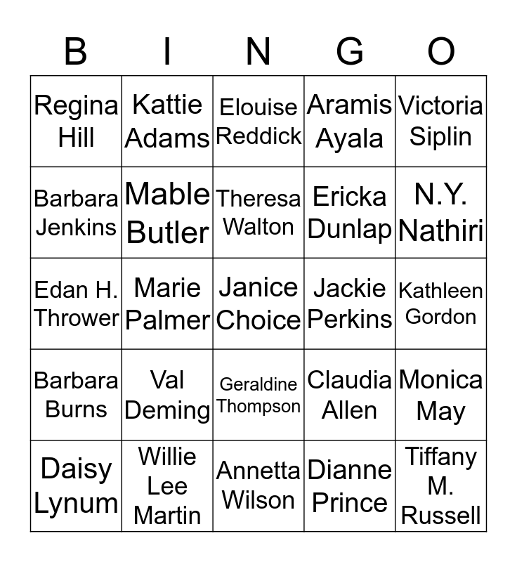 WHO AM I? Bingo Card