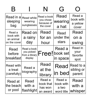 Summer Reading Bingo Card