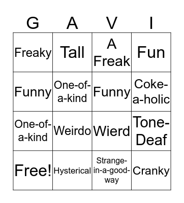 Gavi Bingo Card