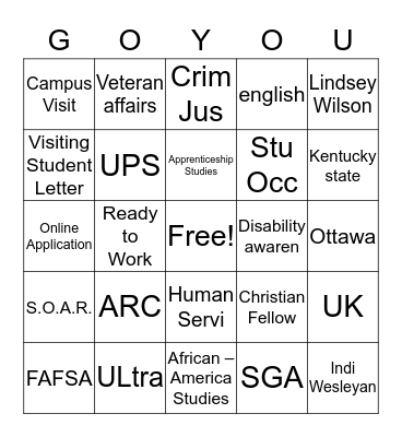 Go You! Bingo Card