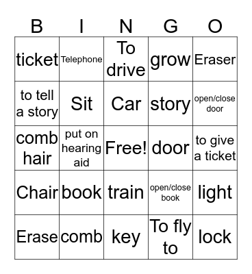 Master ASL Unit 7 Noun Verb BINGO Card