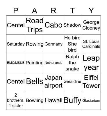 Birthday Bingo Card