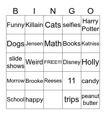 Brooke Bingo Card