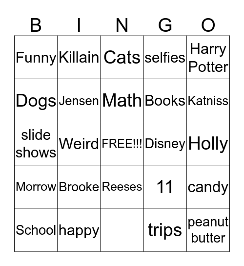 Brooke Bingo Card