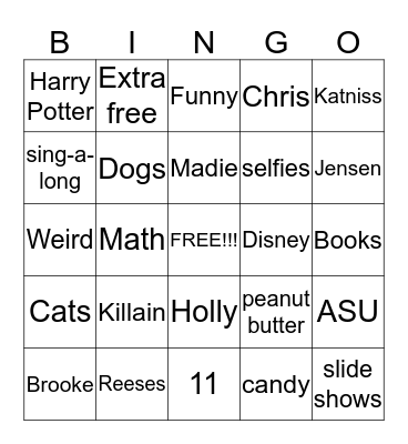 Brooke Bingo Card