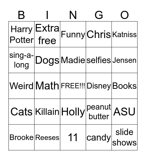 Brooke Bingo Card