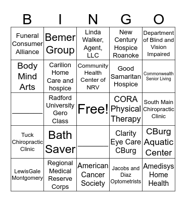 Resources in Our Community! Bingo Card