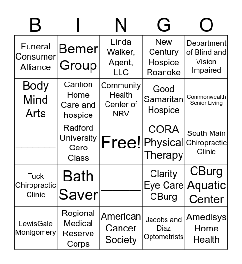 Resources in Our Community! Bingo Card