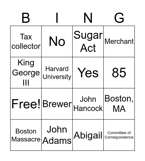 Sam Adams BINGO! Bingo Card