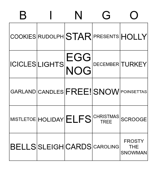 Christmas Bingo Card