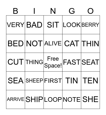 Minimal Pairs  Bingo Card